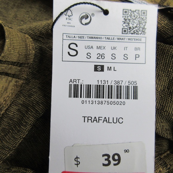 ZARA Trafaluc Dress Small Shift Gold Stripe Loose - Picture 6 of 6